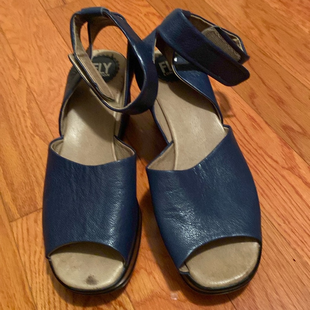 Fly London Blue Leather Sandals
